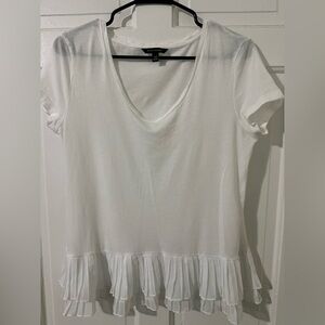 Banana Republic White Short Sleeve Top with Pleated Hem